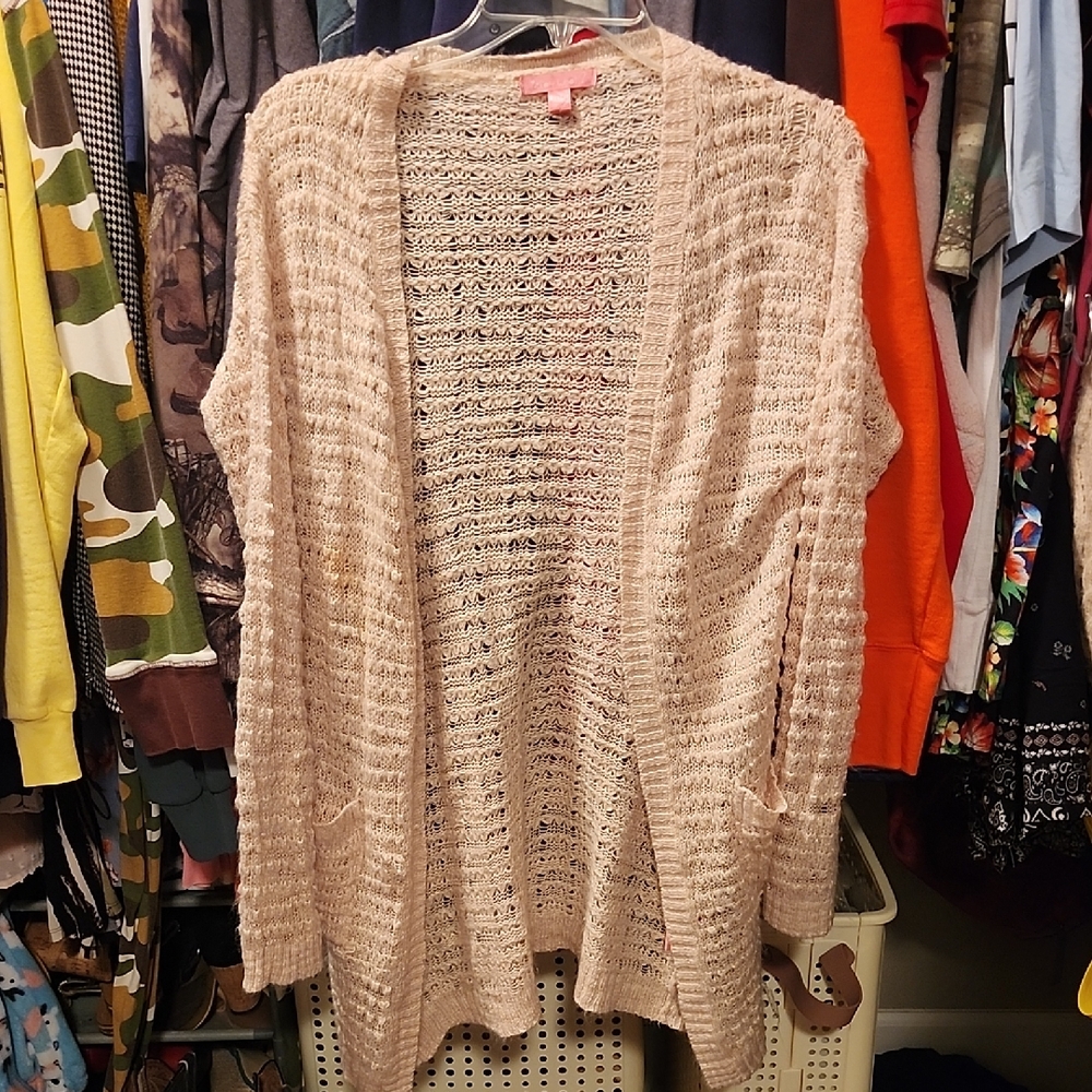 Say What? Light Tan Open-Front Cardigan